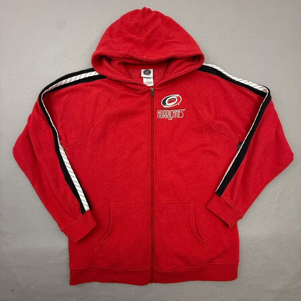 NHL Hoodie Boys XL 16/18 Red Carolina Hurricanes Full Zip Hockey Logo NC Sports